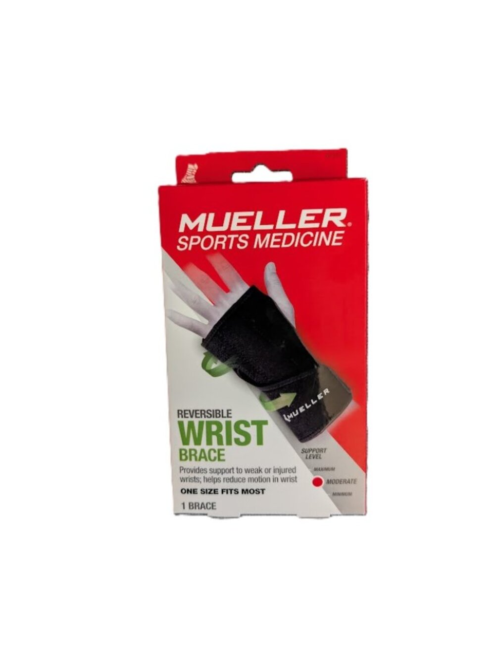 Mueller Reversible Wrist Brace Black OSFM Unisex Adjustable Support
